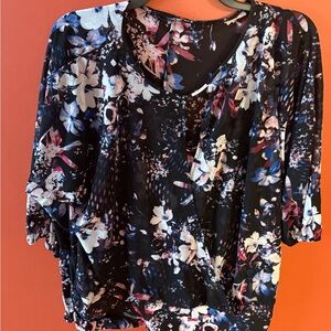 Jennifer Lopez Black Floral Blouse